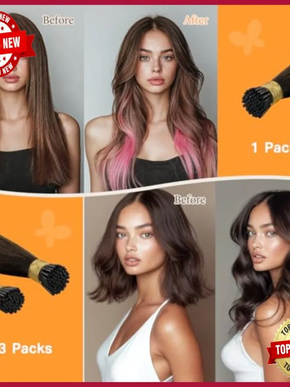 20 Inch I Tip Hair Extensions 50g Silky Straight Remy Human Hair